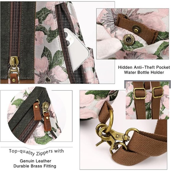 Women Small Canvas Sling Bag Crossbody Shoulder Backpack main image 6